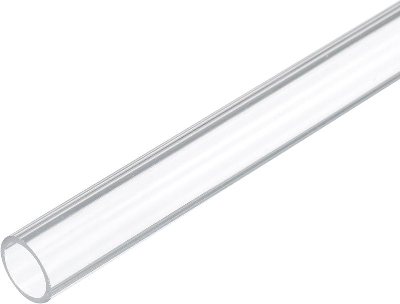 Rebower 12" Clear Plastic Rigid Pipe 12mm ID x 15mm OD (1/2" ID x 0.6" OD) Acrylic Round Polycarbonate Tubing, [for Plumbing, Hydraulics, Pneumatics, Aquarium] - Image 1